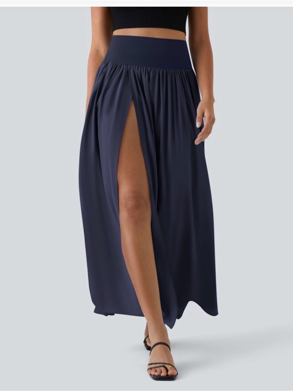 Halara hi -Waist Navy Maxi Skirt with Front Leg Slit S